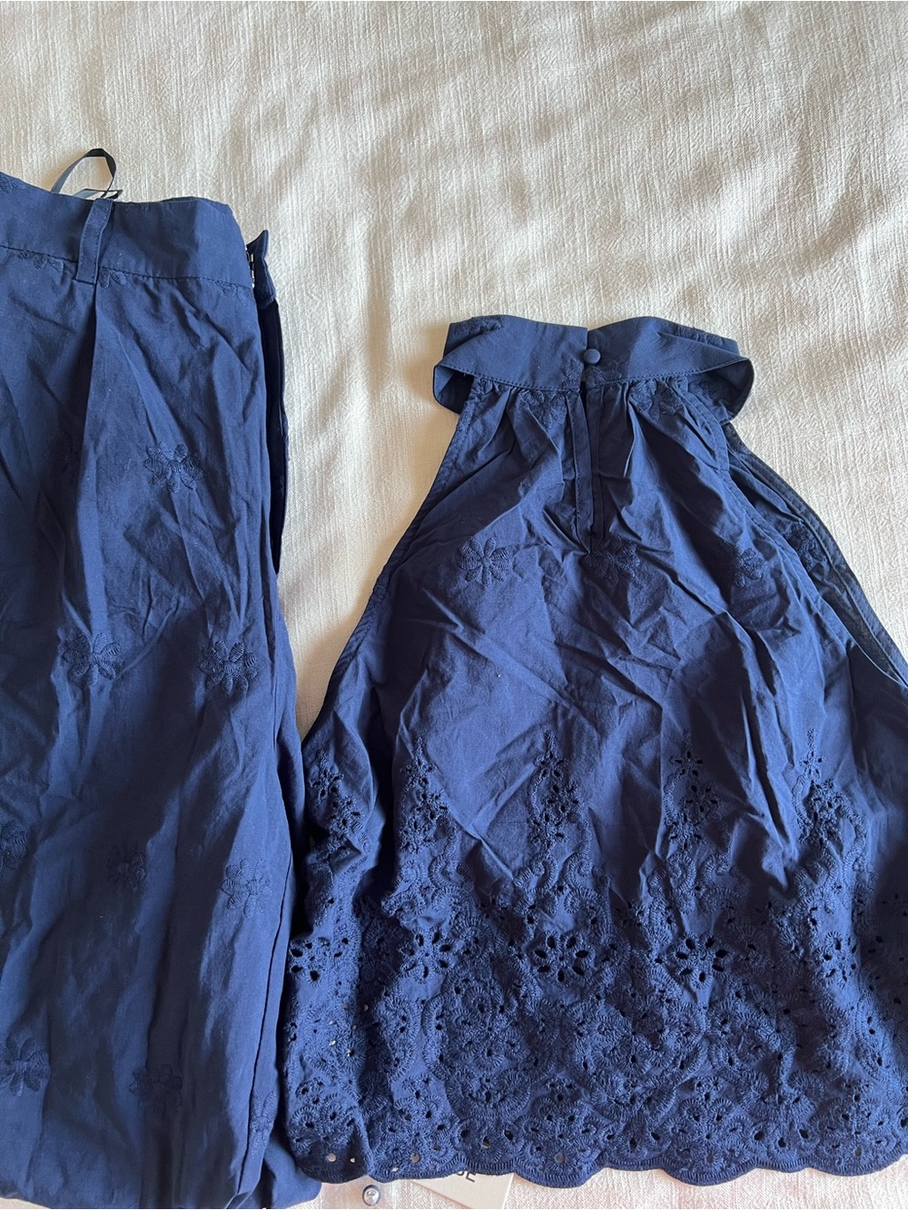 Commense Navy Eyelet Two-Piece Pant Set - Picture 6 of 7